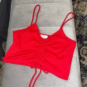 American Threads Front Cinched Cropped Tank Top